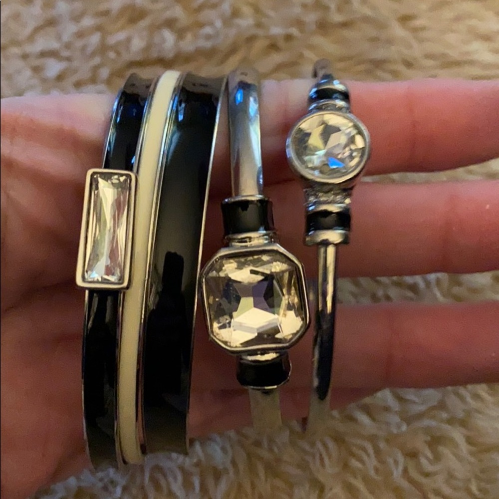 Whbm Bangle Bracelets Five Black White Silver - image 2
